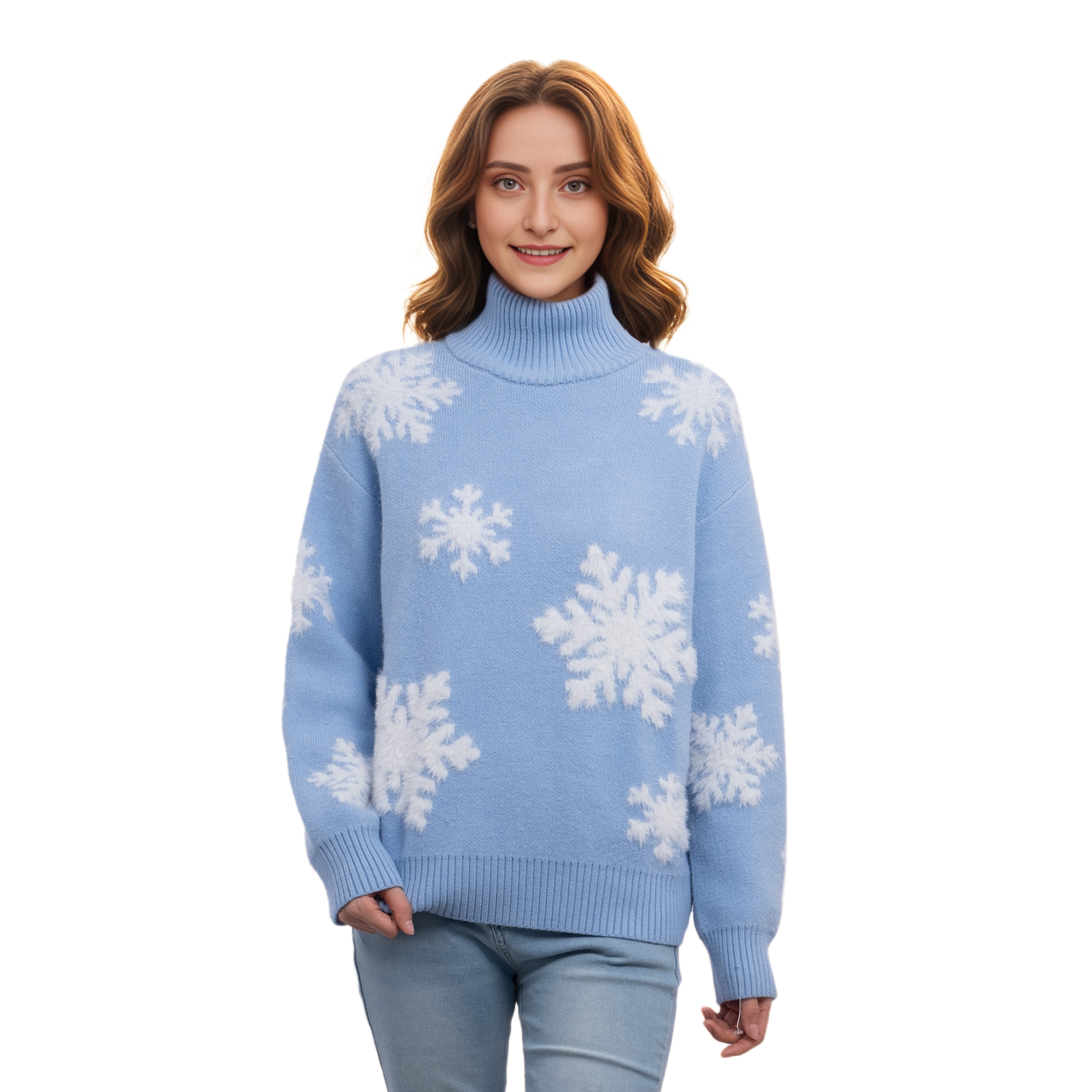 High Necked Blue Ugly Christmas Sweaters - SWT34HN