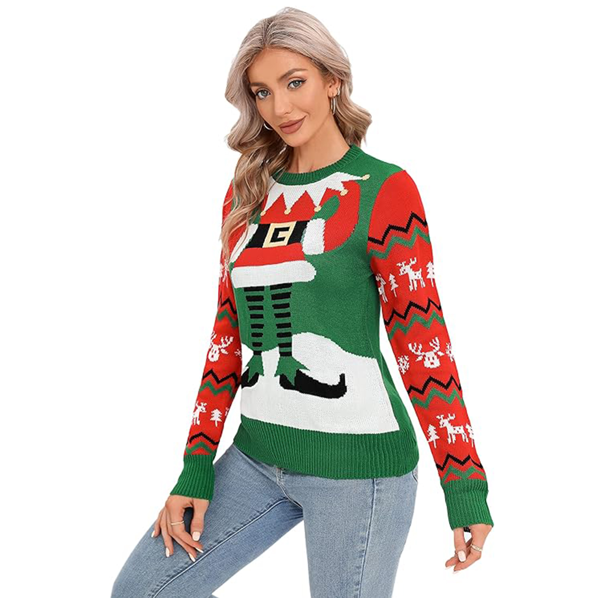 Ugly Christmas Sweaters Green Elf - SWT18RT