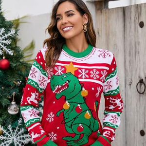 Ugly Christmas Sweaters Dinosaur - SWT17TL