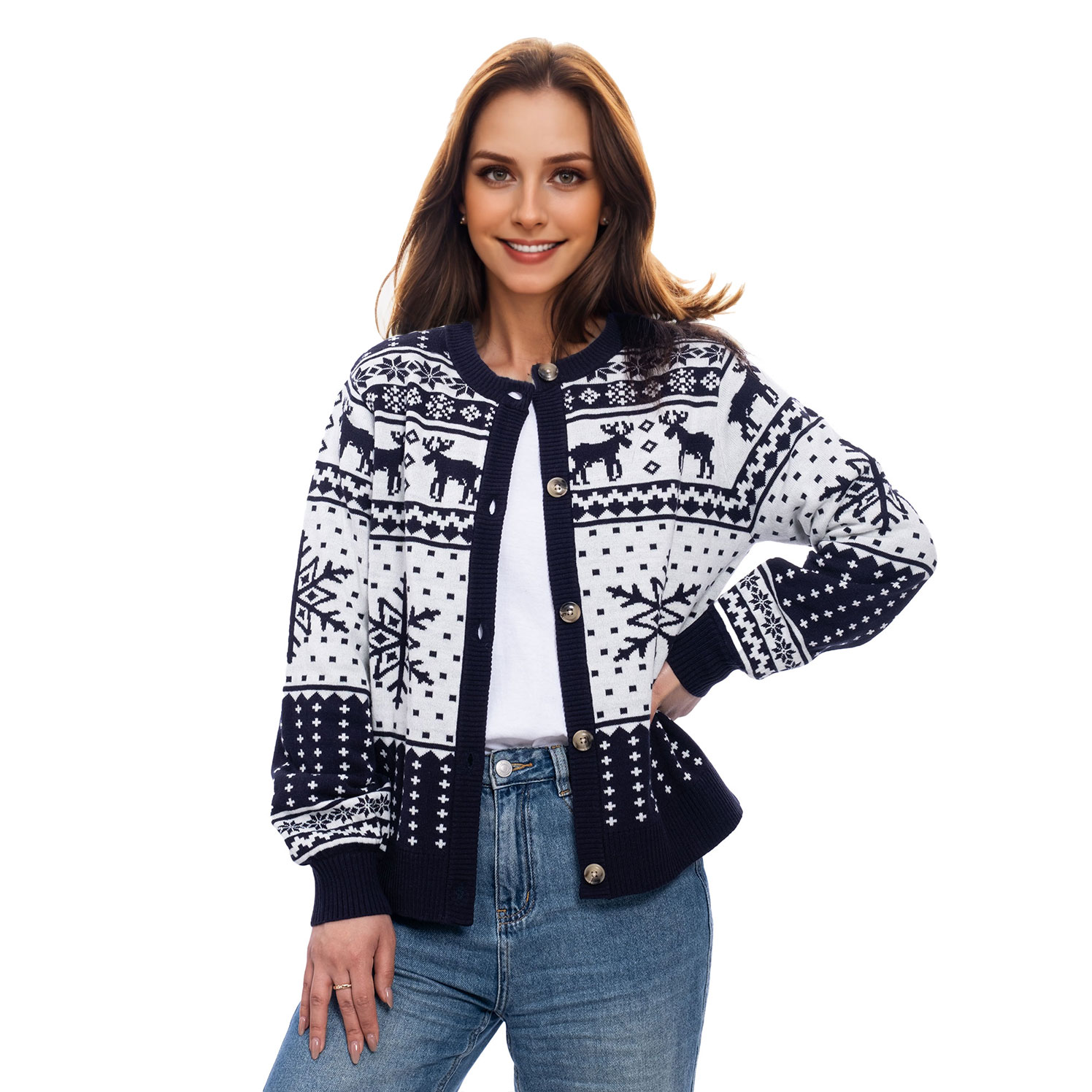 Retro Navy Ugly Christmas Sweaters - SWT10NY