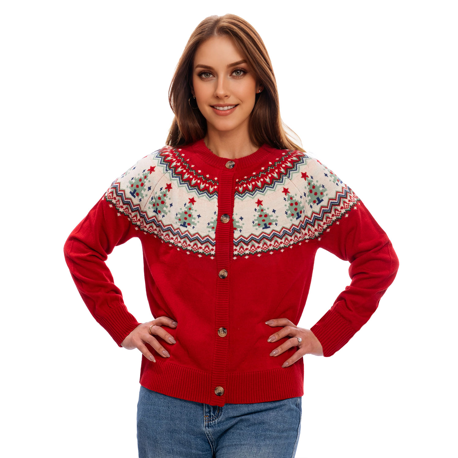 Vintage Red Tree Ugly Christmas Sweaters - SWT11RD