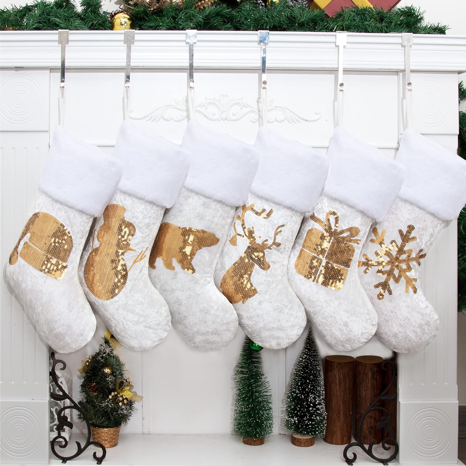 Christmas Stockings Gold Sequins