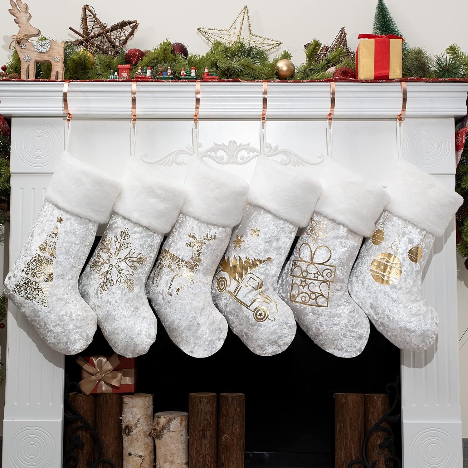 Christmas Stockings Gold Pattern