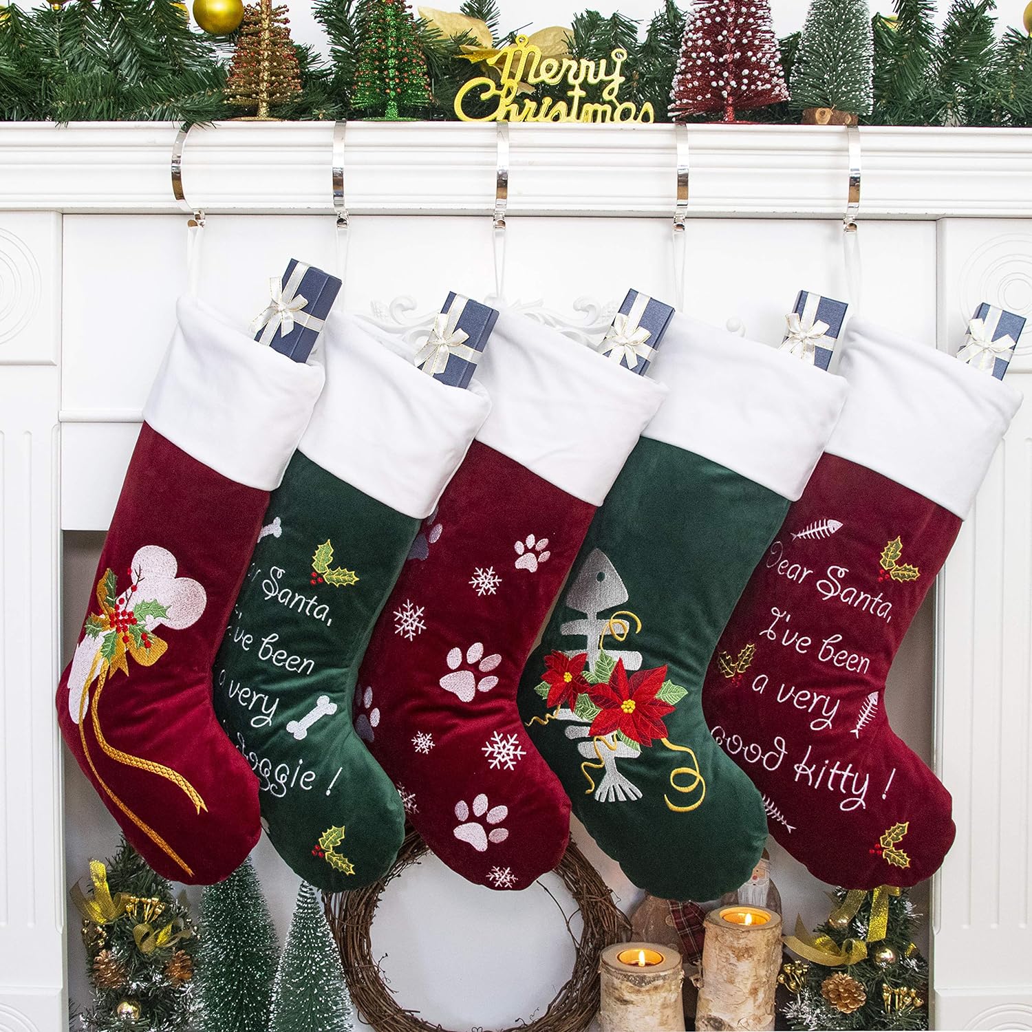 Velvet Christmas Stockings Pet