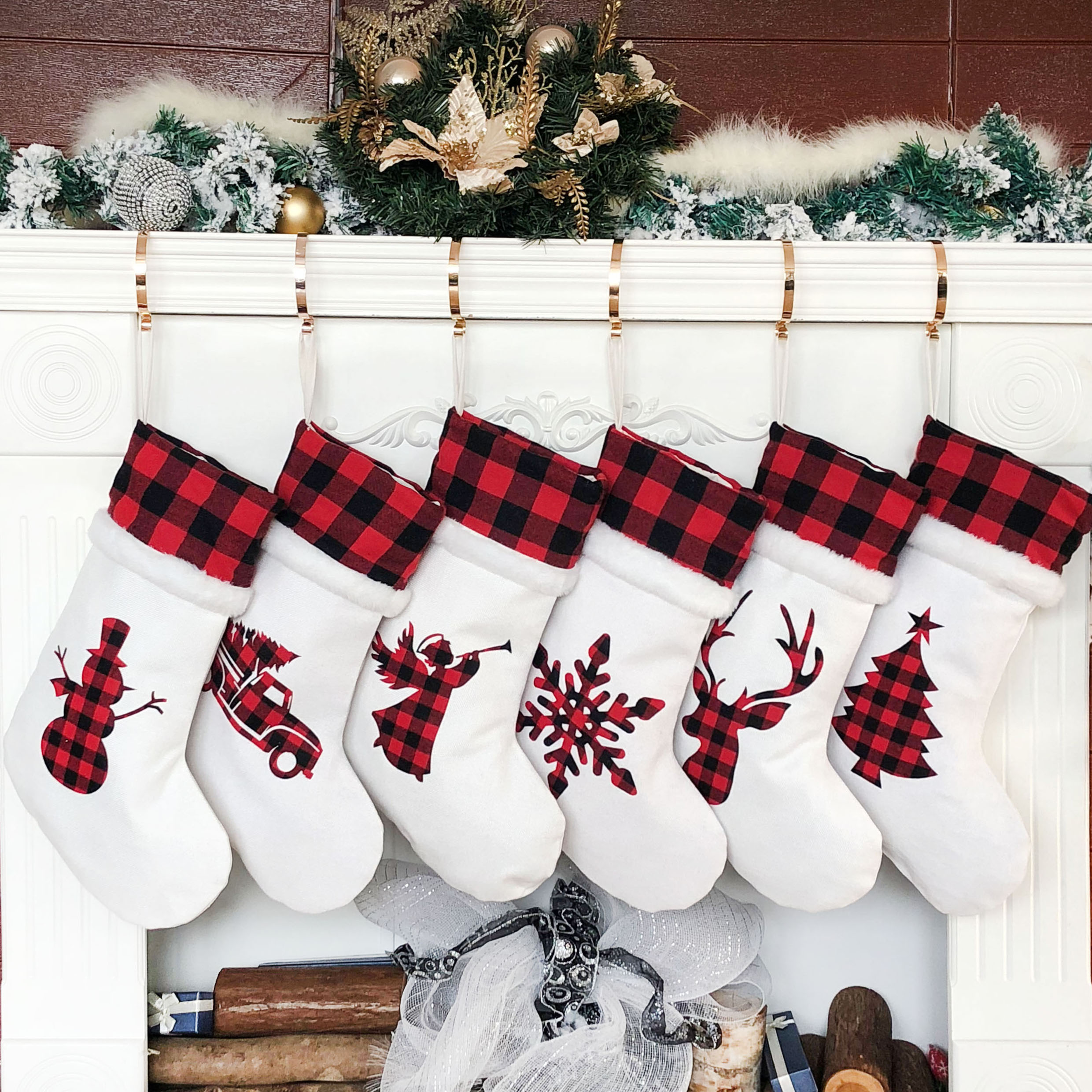 Black Plaid Christmas Stocking