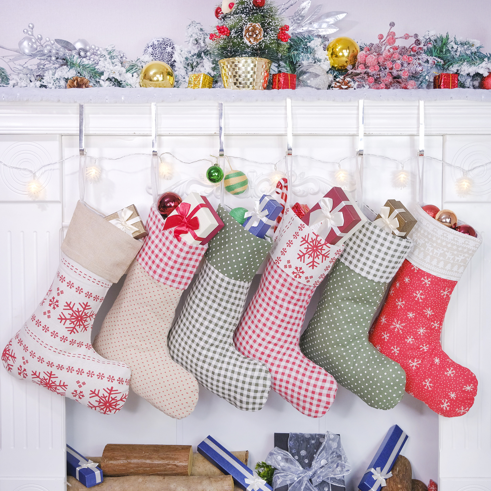 Plaids Cotton Christmas Stocking