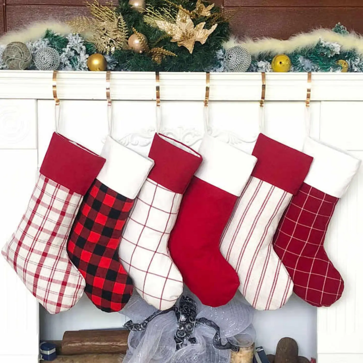 Stripe Plaid Solid Color Christmas Stockings