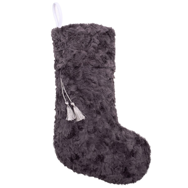 Fringed Faux Fur Christmas Stockings - Image 2
