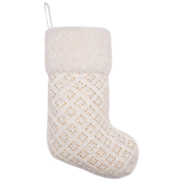Gold Glitter Wool Christmas Stockings - Image 2