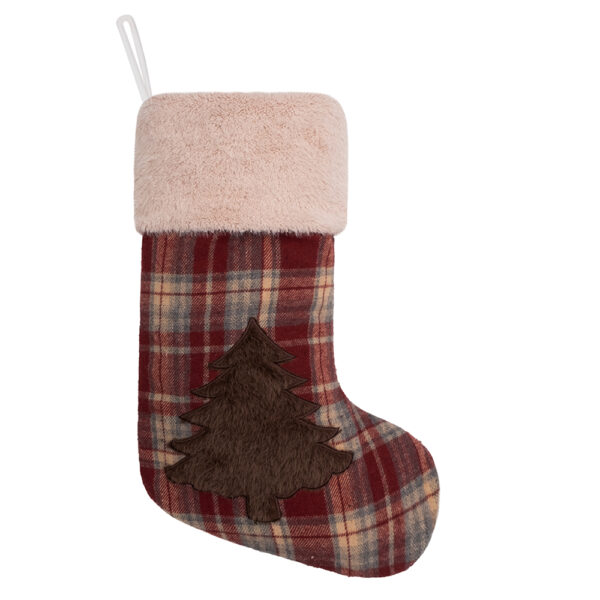 Red Velvet Plaid Christmas Stockings - Image 9