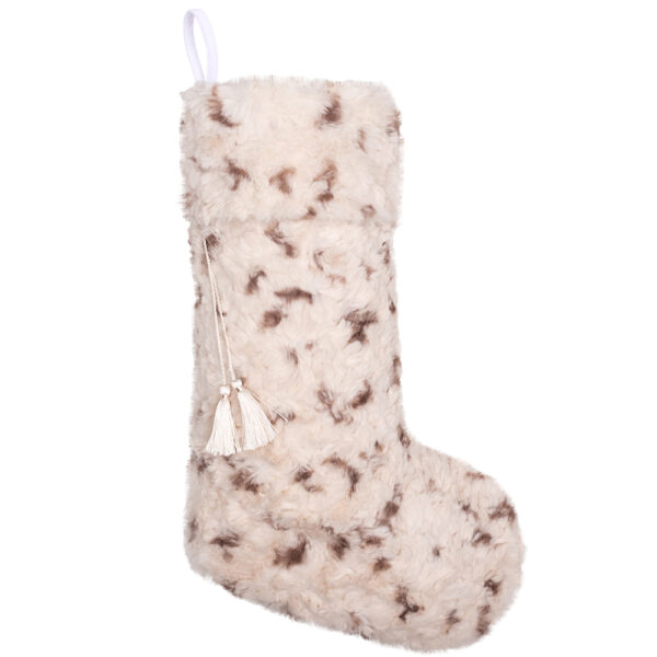 Fringed Faux Fur Christmas Stockings - Image 3