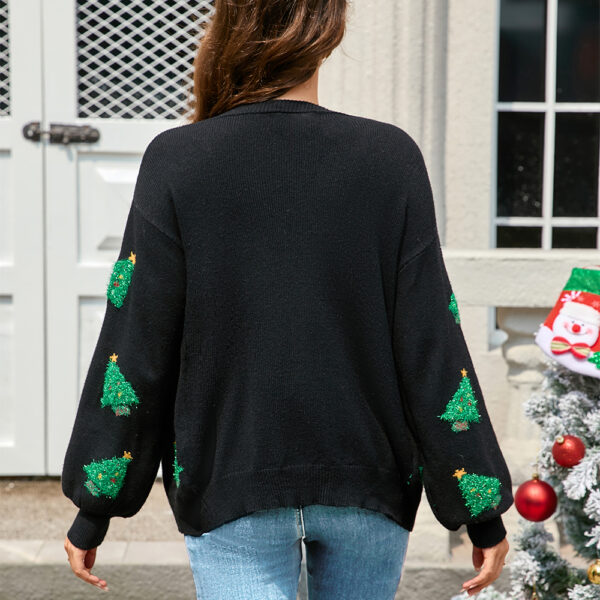 Black Christmas Tree Cardigan Sweater - CDG04GT - Image 2