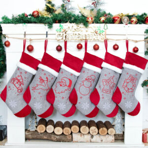 Thick line embroidery Christmas Stockings