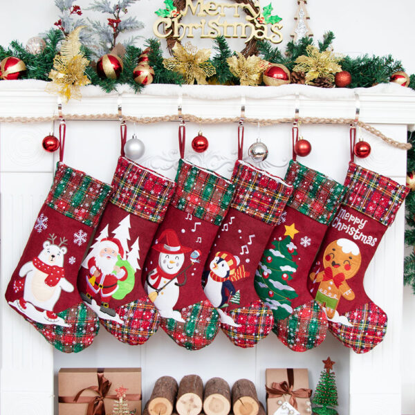 Cartoon Patched Christmas Stocking - Image 2