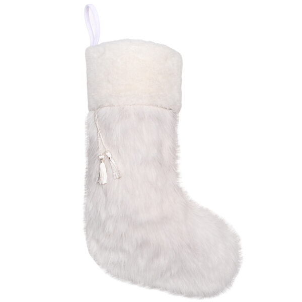 Fringed Faux Fur Christmas Stockings - Image 6