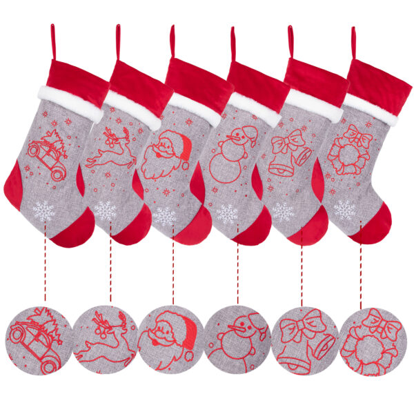 Thick line embroidery Christmas Stockings - Image 2