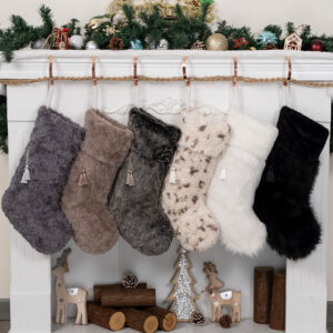 Fringed Faux Fur Christmas Stockings