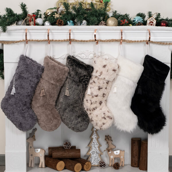 Fringed Faux Fur Christmas Stockings