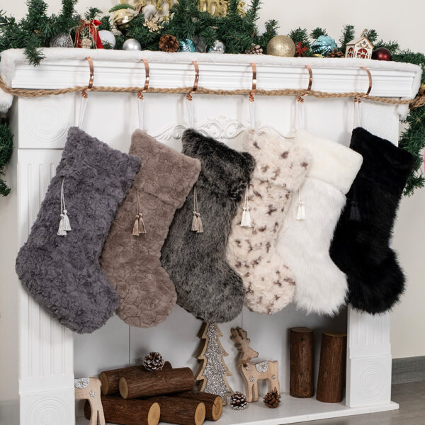 Fringed Faux Fur Christmas Stockings - Image 7