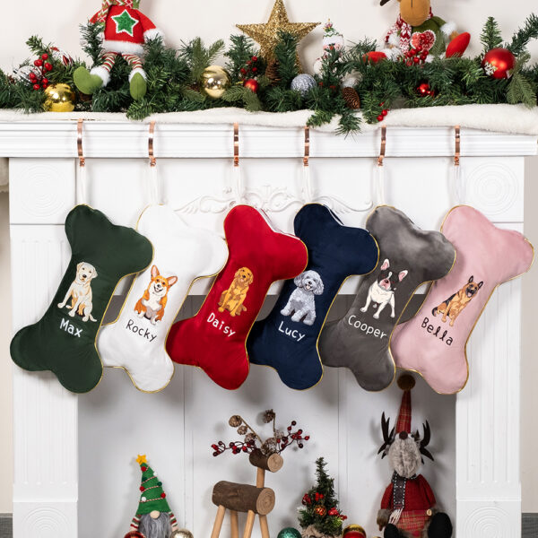 Flannel Dog Bone Christmas Stockings