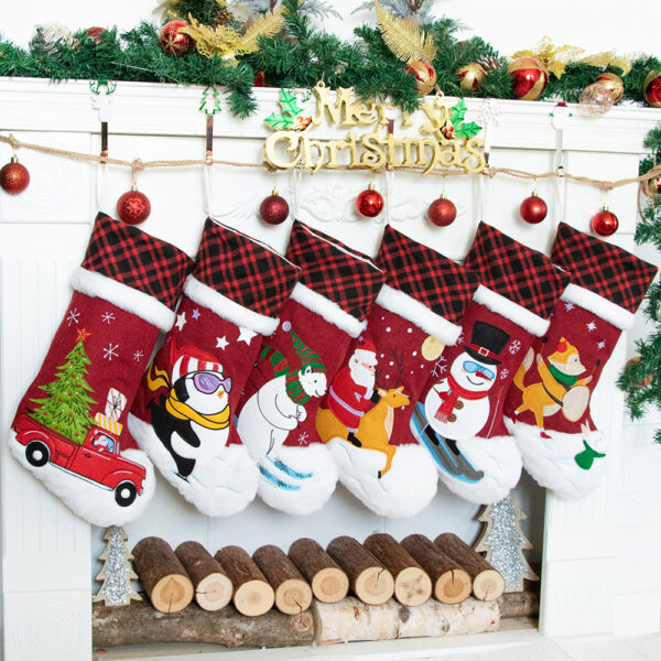 Cartoon patchwork Christmas stockings - Image 8
