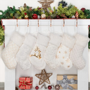Gold Glitter Wool Christmas Stockings