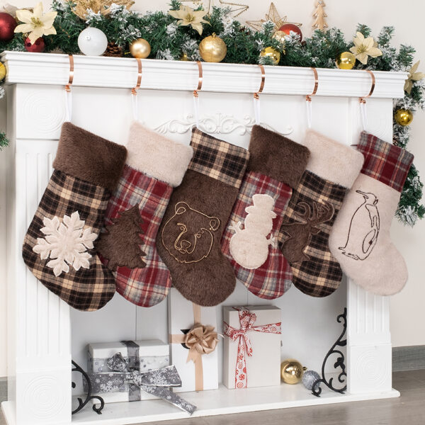 Red Velvet Plaid Christmas Stockings - Image 3