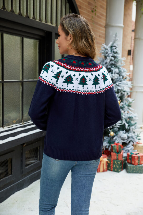 Navy Vintage Cardigan Christmas Sweater - CDG03NL - Image 7