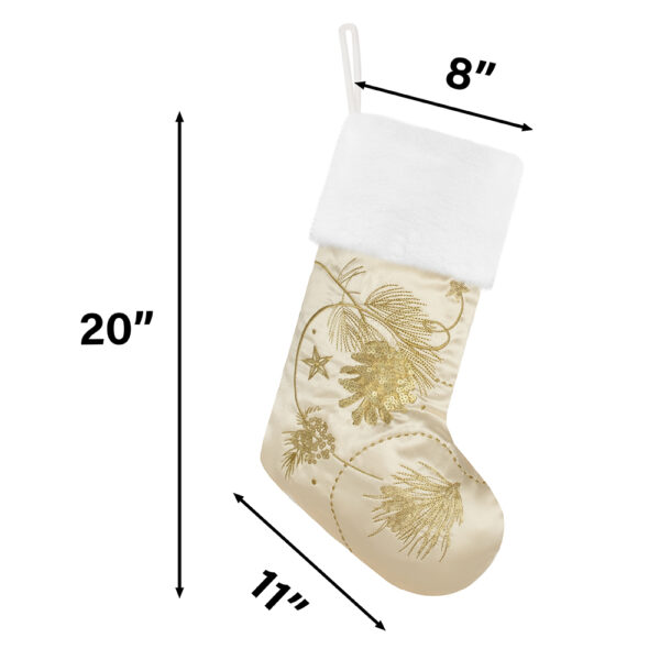 Gold Embroidery Christmas Stockings - Image 2