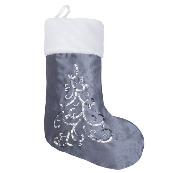 Silver & White Sequined Christmas Stockings - Image 6