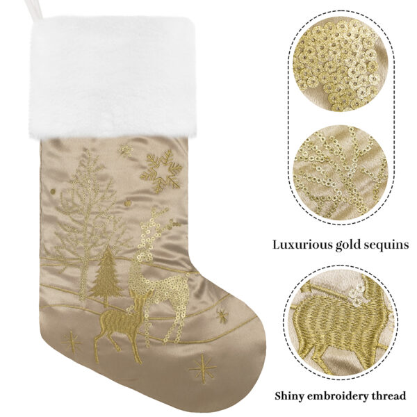 Gold Embroidery Christmas Stockings - Image 9