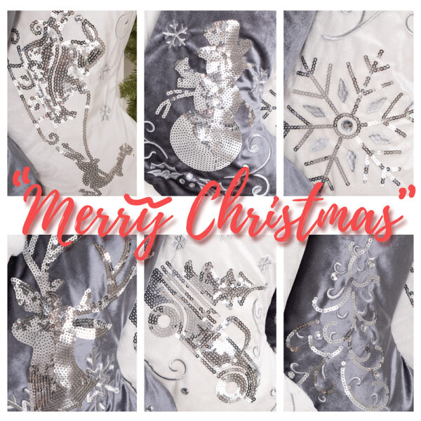 Silver & White Sequined Christmas Stockings - Image 9