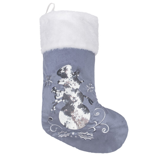 Silver & White Sequined Christmas Stockings - Image 8