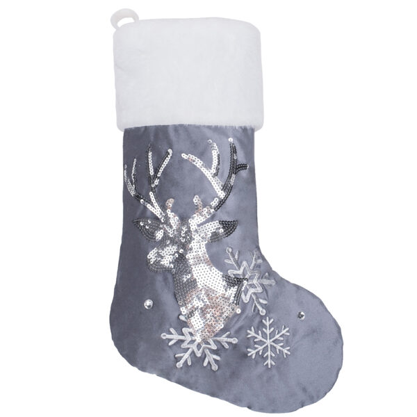 Silver & White Sequined Christmas Stockings - Image 5